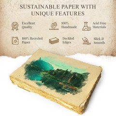 NomadCraftsCo. Blank Vintage Handmade Deckled Edge Paper | 75 Sheets of Recyc…