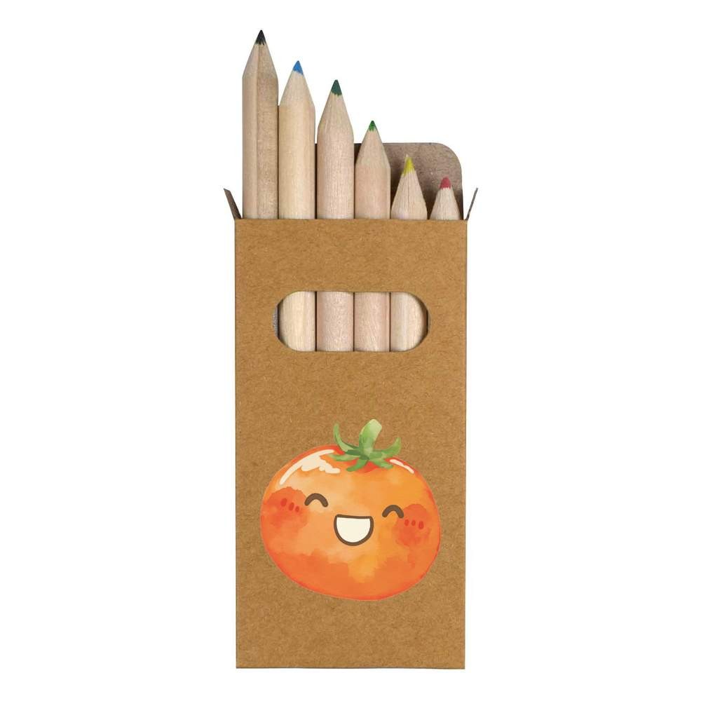 6 x ‘Funny Tomato’ Short 85mm Pencils / Coloured Pencil Set (PE00097872)