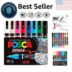 Creative Freedom with PC-5BR 8 Pack of Waterproof Paint Markers & Brush Tips