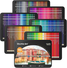 180 Colored Pencil Set for Adults Artists – Rich Pigment Soft Core -12 Metall…