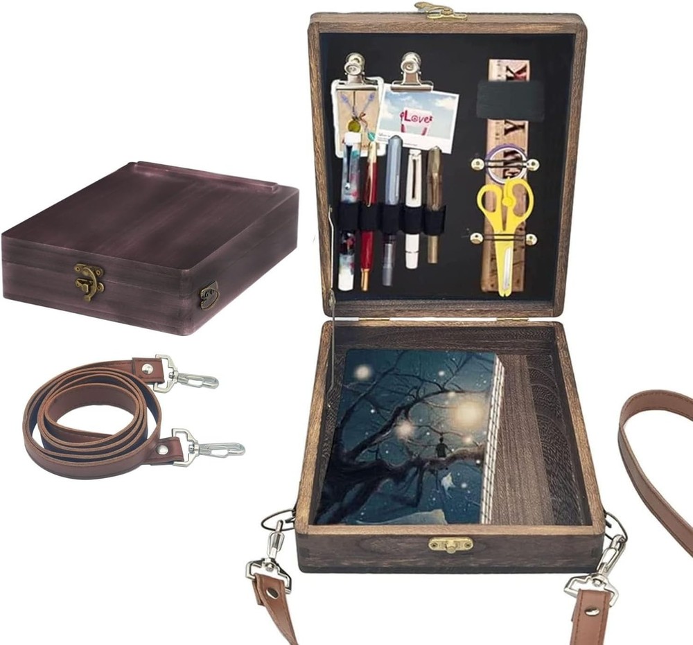 “Writers Messenger Wood Box Multifunctional Wooden Handmade Crossbody Postman ..