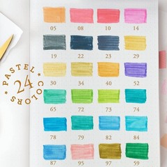 24 PCS Pastel Dual Tip Markers Fine Tip Brush Pens Arts Drawing Calligraphy