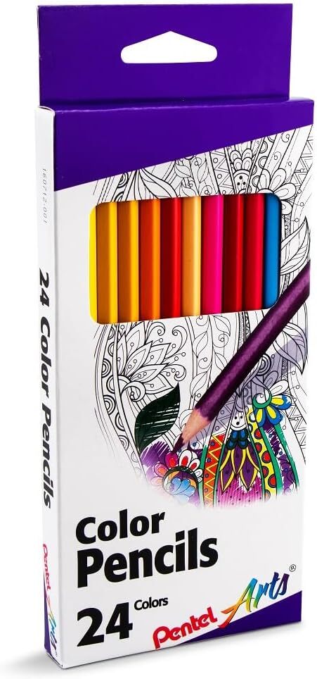 Pentel Arts Colored Pencils, Assorted Colors, Set of 24