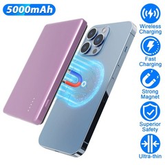 2 In 1 5000mAh 8MM Slim MagSafe Wireless Power Bank PD20W Magnetic Fast Charg…