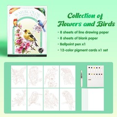 Flower Bird Art Painting Book, Portable Sketch Album for Art Creation and Rel…