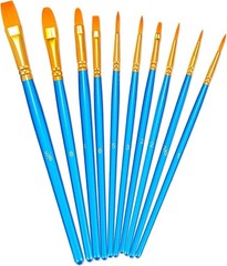 Paint Brush Set, 10pcs Round Pointed Tip Nylon Hair Artist Detail Paintbrushe…