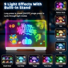 16-Inch Rechargeable LED Drawing Board, 9-Color Light Modes, Neon Art Dry Era…