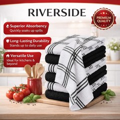 RIVERSIDE Pack of 12 Premium Kitchen Towels 16 x 26 Inches, 100% Cotton Kitch…