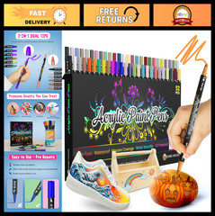 Acrylic Paint Pens Set of 52 – Non-Toxic Dual Tip Markers for Rock, Stone, Glass