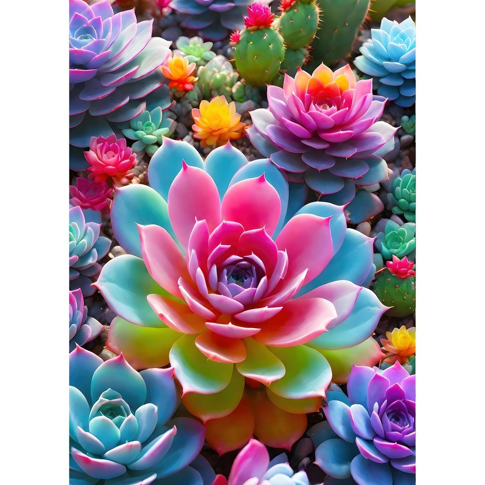 QINRUBB DIY Colorful Succulents Diamond Art Kit for 12×16 inches, USQR375