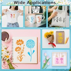DZXCYZ 32 Pcs Wildflower Stencils for Painting on Wood, 5.9 inches x 3