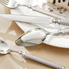 Retro Rope-Patternware Set Flatware Set Cutlery Set Forged 40-Piece Silver