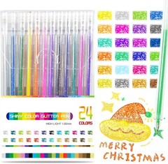 Glitter Gel Pens, 24 Colored Metallic Gel Pens Set, 1.0Mm Super Sparkle Gel Ink