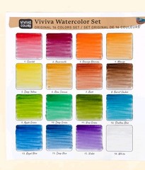 Viviva travel watercolor 16 original Vivid Paints Set on cork pallette NEW