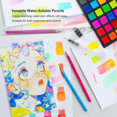 72-Color Professional Watercolor Pencils Set With Brush And Water Brush Pen