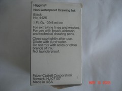 NEW in BOX Vtg. FABER CASTELL HIGGINS BLACK NON-WATERPROOF DRAWING INK 1 oz 4425