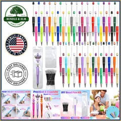 50 Count Beadable Pens with Smooth Grip for Custom Decoration and Journaling