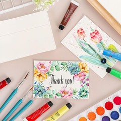 60 Sets Watercolor Cards with Envelopes 4×6 Inch 140LB Foldable Cardstock