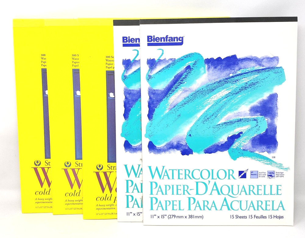 Bienfang & Strathmore Watercolor Paper Cold Pressed 11″ x 15″ (Lot of 5)