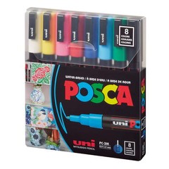 uni POSCA PC-3M Water-Based Paint Markers, Reversible Fine Tip, 0.9-1.3 mm, Asso
