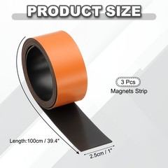 Dry Erase Strips Magnetic, 3 Pack Refrigerator Magnets Strip Label, Black