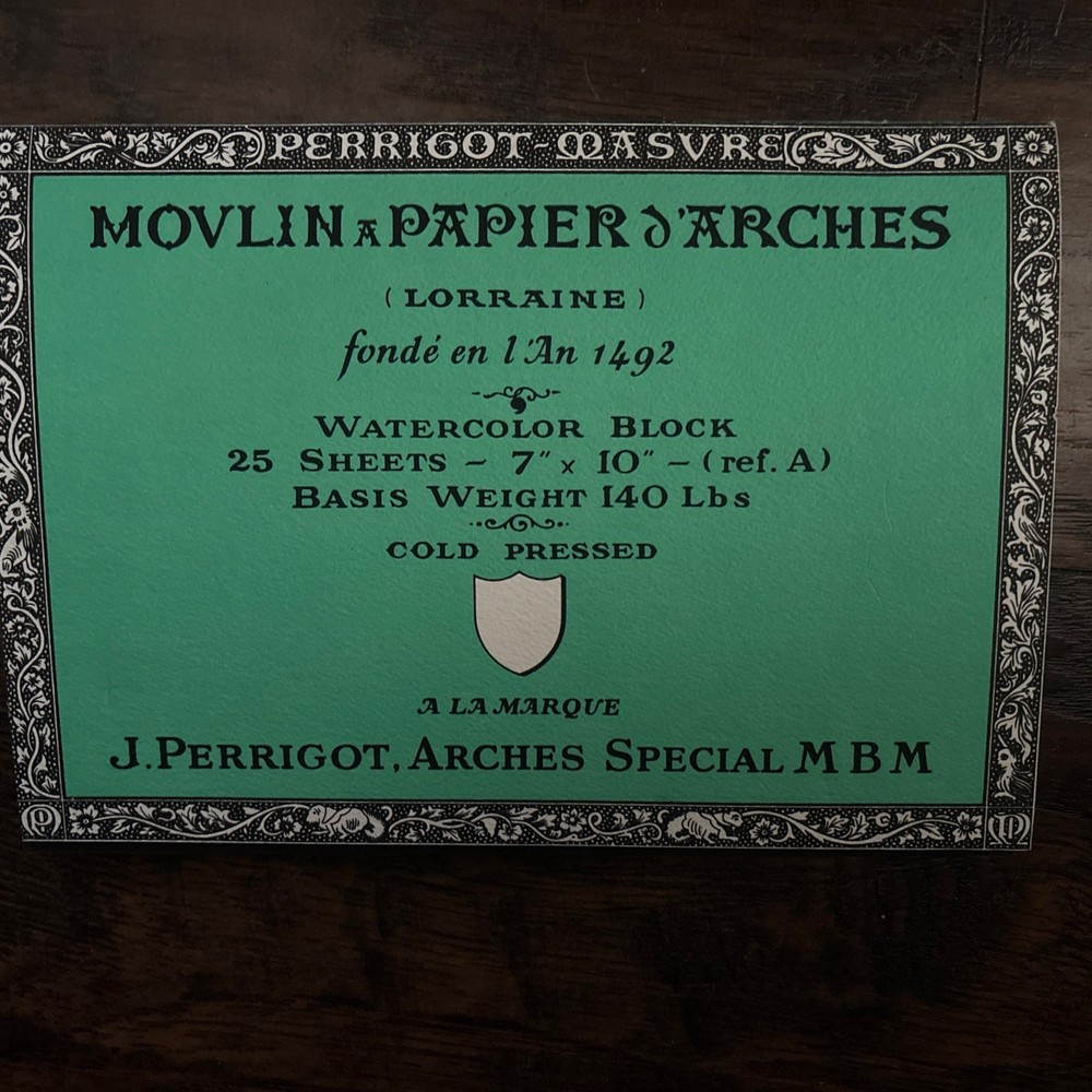 VTG Perrigot Masvre Movlin a Papier d’Arches Watercolor Block 25 Sheets 7×10
