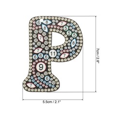 Diamond Art Keychains, 1 PCS Diamond Art Painting Letters Keychains, P