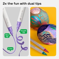Metallic Dual-Tip Acrylic Paint Markers – Brush Fine Tip Combo