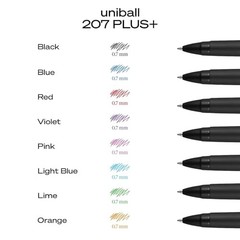 Uniball 207 Plus+ Gel Pens – 1 Count (Pack of 12) – Black 207+ Medium