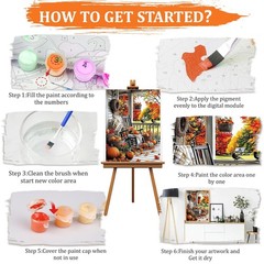 Adult Paint by Numbers Kit Autumn Porch Acrylic DIY Painting Set Paint by