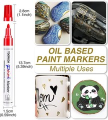 TOOMGGA White and Black Permanent Markers Paint Pens – 6 Pack Oil Based Paint Ma