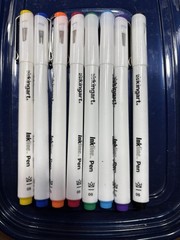 KINGART Inkline, Set of 8, Size 5MM Fine Line Chisel Tip Pen, Assorted 8 Piece