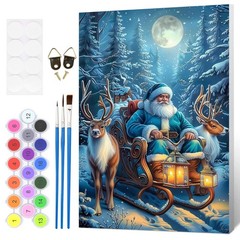 Santa Framed Paint By Numbers Kit For Adults Wall Art Decoration 8X12 In