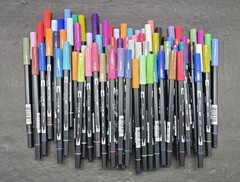 Tombow ABT Dual Brush Tip Marker Pens Lot of 80 Dynamic Strokes Fine Line (L4)