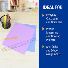 Westcott Acrylic Clear Ruler, Easy-to-Read Markings, 12 Inches,