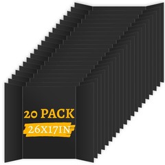 20 Pack Trifold Poster Board (26″ x 17″), Black Poster Board for Science Fair…