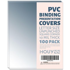 100 Pack Clear Binding Presentation Covers, PVC, 10 Mil, 8-1/2 x 11 Inches