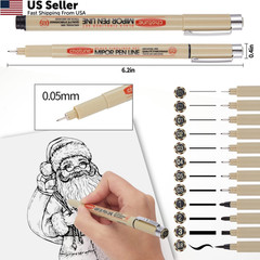 Micro Fineliner Drawing Art Pens: 12 Black Fine Line Waterproof Black,12pcs