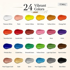 Acrylic Paint Set, 24 Colors (2 Oz/Bottle) with 12 Art Brushes, Art Supplies for