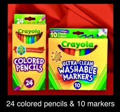 24 CRAYOLA Colored Pencils & 10 CRAYOLA Washable Markers – Back To School Combo