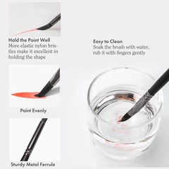 Professional Watercolor Brushes Set, 12 Pcs, Synthetic, Round Flat