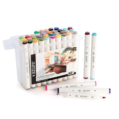 Royal Langnickel Azure Alcohol Markers 40 Count Dual Tip Chisel Fine Case