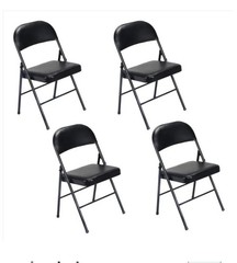 4pcs Elegant Foldable Iron & PVC Chairs for Convention & Exhibition Black
