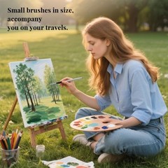 Travel Watercolor Brushes, Travel Kit with Leather Pouch Perfect for 4