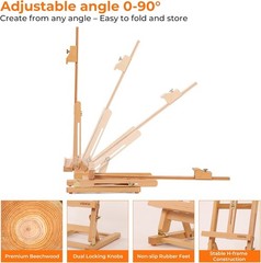 VISWIN 25″ H-Frame Tabletop Easel for Painting, Adjustable Beech Wood Table Top