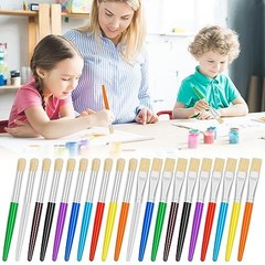20 Pcs Kids Paint Brushes – Round & Flat, Easy Hold & Clean, Bristle 20PCS