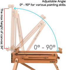 French Easel, Large Sketchbox Easel – Foldable Portable Beechwood Field Art Ease