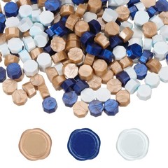 Wax Seal Beads, 300 Pcs Wax Sealing Beads, Sea Blue/Snow Blue/Apricot Skin