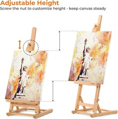 VISWIN 25″ H-Frame Tabletop Easel for Painting, Adjustable Beech Wood Table Top