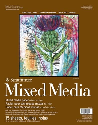 Strathmore 462-111 400 Series Mixed Media Pad, 11″x14″ Glue Bound, 15 Sheets